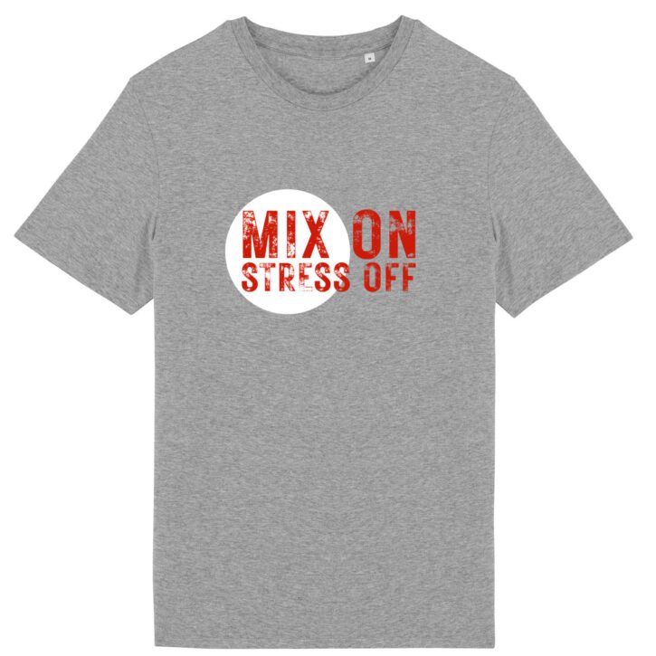 T-shirt unisexe coton bio - Mix On / Stress Off - Foncé - Rond