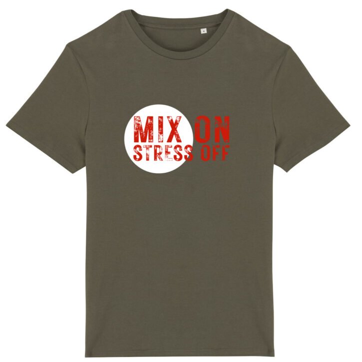 T-shirt unisexe coton bio - Mix On / Stress Off - Foncé - Rond